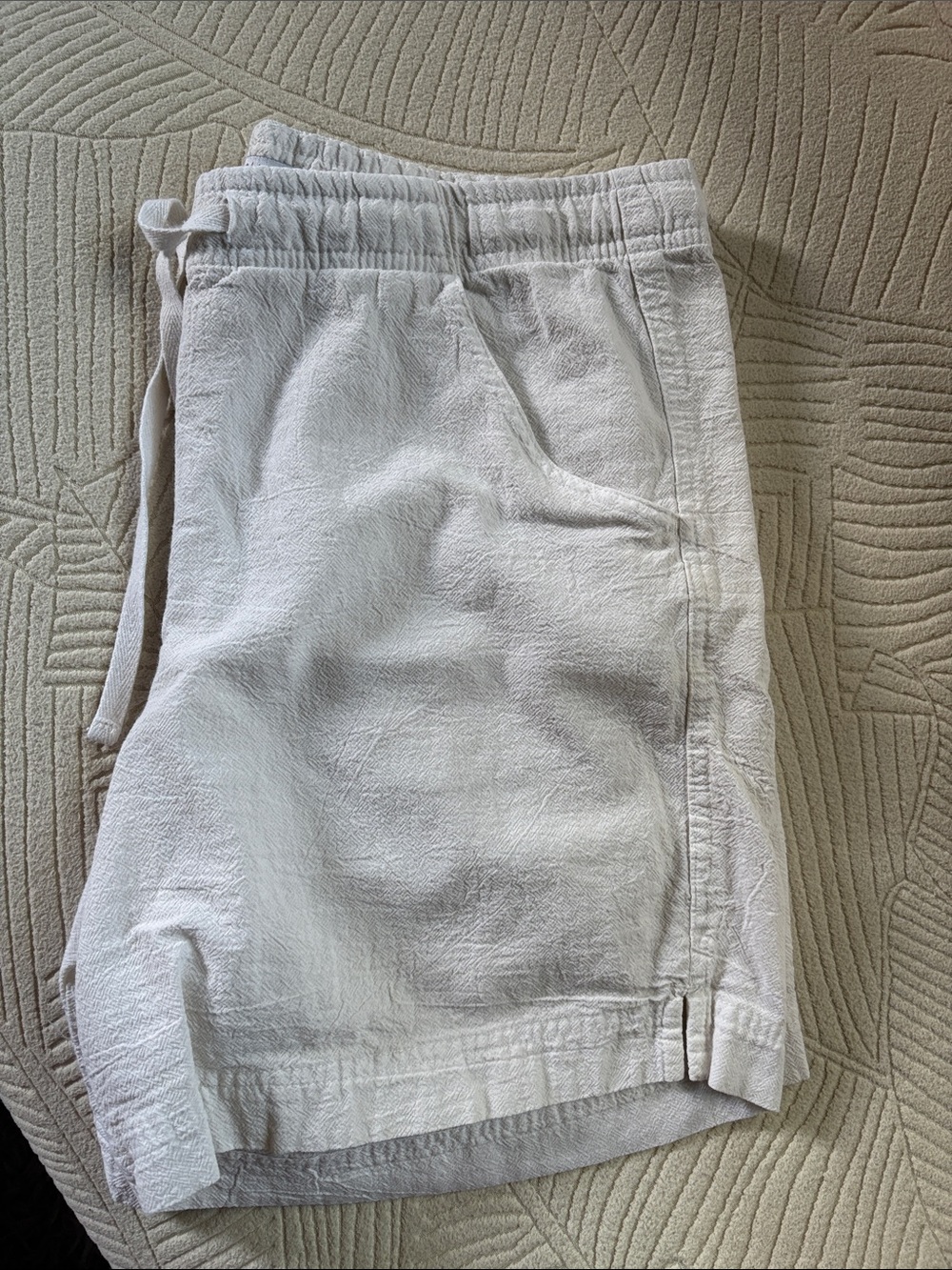 100% Cotton Lightweight Cream White Drawstring Shorts